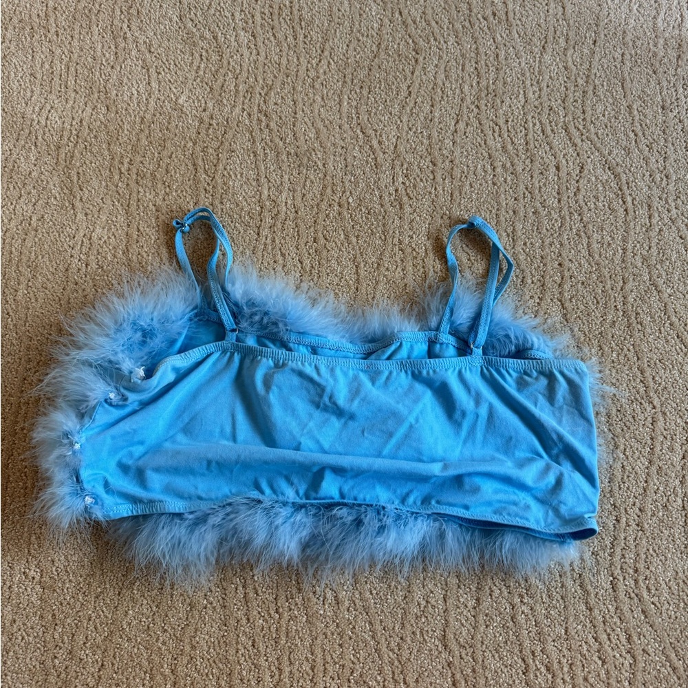 Sugar Thrillz Dolls Kill Marabou Feather Boob Tube Cropped Tank (XXL) - Picture 2 of 3